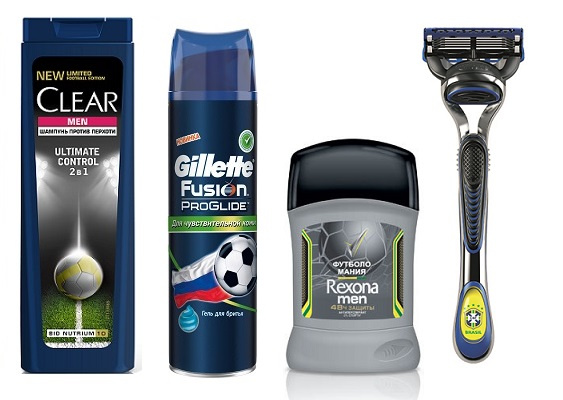 Шампунь против перхоти CLEAR VITA ABE, Гель для бритья Gillette Fusion ProGlide, Антиперспирант Rexona Men "Футболомания", Бритвенный станок Gillette Fusion ProGlide Шампунь против перхоти CLEAR VITA ABE, Гель для бритья Gillette Fusion ProGlide, Антиперспирант Rexona Men "Футболомания", Бритвенный станок Gillette Fusion ProGlide