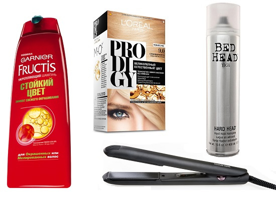 GARNIER Fructis Шампунь ColorResist, L'Oreal Paris Краска для волос Prodigy, Bed Head by Tigi Лак для волос Hard Head, Cloud Nine Спайлер для волос Touch Iron GARNIER Fructis Шампунь ColorResist, L'Oreal Paris Краска для волос Prodigy, Bed Head by Tigi Лак для волос Hard Head, Cloud Nine Спайлер для волос Touch Iron