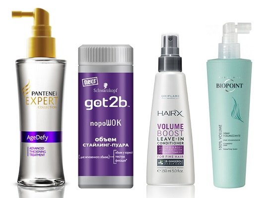 Pantene Средство для утолщения волос Pro-V "Expert Age Defy", Schwarzkopf Got2be Объем стайлинг-пудра "Порошок", Спрей - кондиционер Oriflame «Эксперт-Максимальный объем» HairX Volume Boost, Спрей для волос придающий объем Biopoint Volume Pantene Средство для утолщения волос Pro-V "Expert Age Defy", Schwarzkopf Got2be Объем стайлинг-пудра "Порошок", Спрей - кондиционер Oriflame «Эксперт-Максимальный объем» HairX Volume Boost, Спрей для волос придающий объем Biopoint Volume