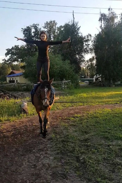 Янина делала невероятные трюки верхом на лошади Янина делала невероятные трюки верхом на лошади