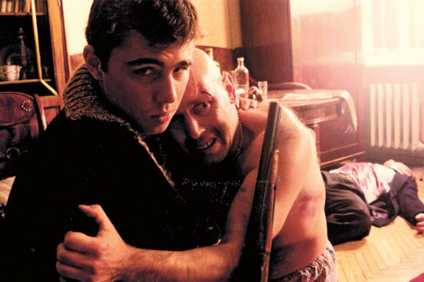 С Сергеем Бодровым на съемках фильма «Брат», 1997 год