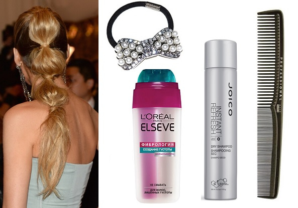 Блейк Лавли. Diva Резинка для волос, Двойная сыворотка для волос L'oreal Elseve Фибрология, Сухой шампунь Joico Instand refresh, Гребень для волос Acca Kappa