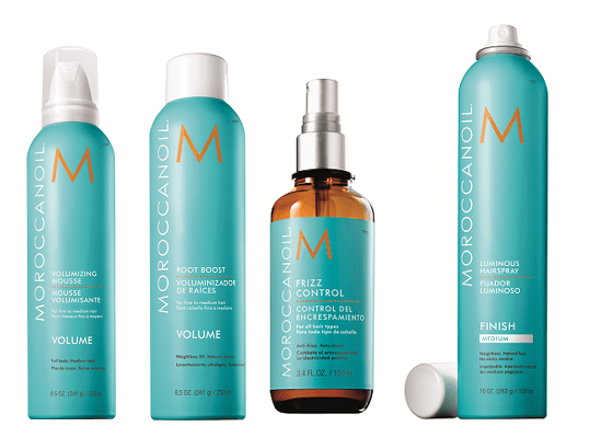 Мусс для объема Moroccanoil Volumizing Mousse,Спрей для прикорневого объема Moroccanoil Root Boost, Антистатик для волос Moroccanoil Frizz Control, Лак для волос средней фиксации Moroccanoil Luminous Hairspray Medium
