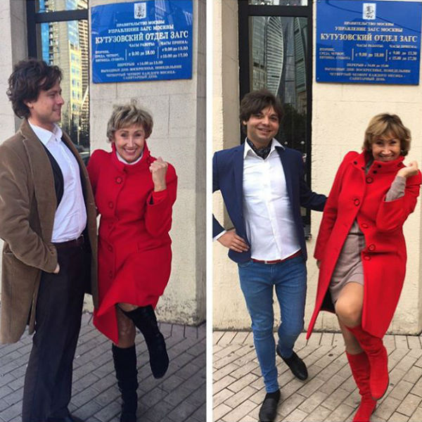 Фотоколлаж Ларисы сделан у одного и того же загса с разницей в два года