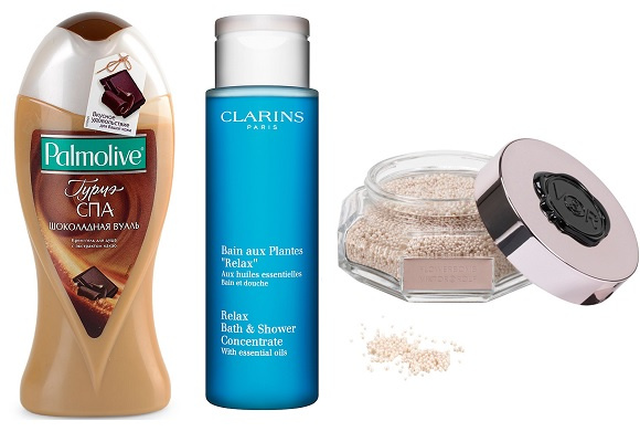 Palmolive Гель для душа Гурмэ СПА «Шоколадная вуаль»,Clarins Расслабляющая пена для ванн и душа Relax, .Viktor & Rolf Парфюмированные жемчужины для ванны Flowerbomb Palmolive Гель для душа Гурмэ СПА «Шоколадная вуаль»,Clarins Расслабляющая пена для ванн и душа Relax, .Viktor & Rolf Парфюмированные жемчужины для ванны Flowerbomb