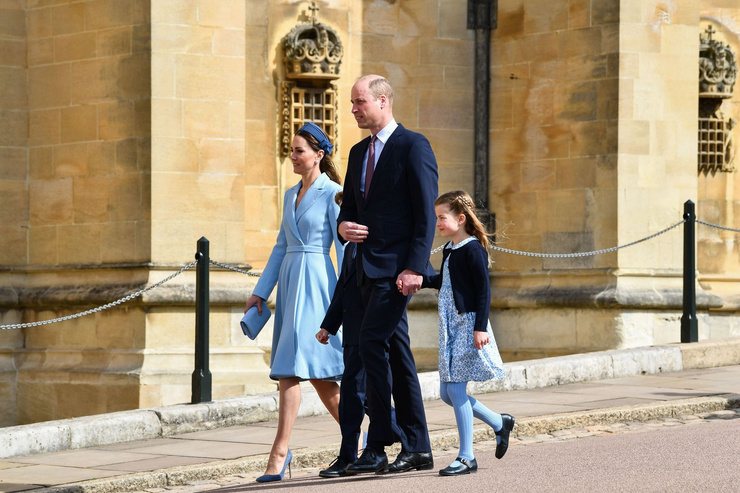 Герцог и герцогиня Кембриджские с принцессой Шарлоттой