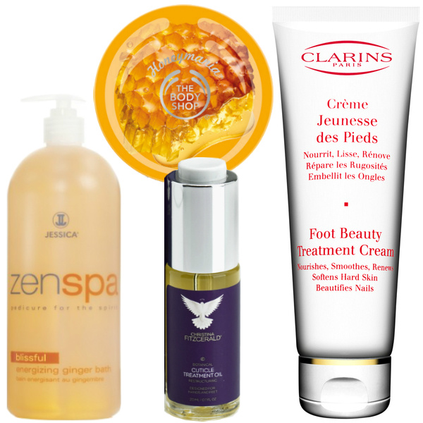 Jessica Средство для ножных ванночек ZenSpa (имбирь), 975 руб. The Body Shop Скраб для тела Honeymania, 630 руб. Christina Fitzgerald Ботаник-Масло для кутикулы Sensations, 1560 руб. Clarins Питательный крем для ног, 1249 руб. Jessica Средство для ножных ванночек ZenSpa (имбирь), 975 руб. The Body Shop Скраб для тела Honeymania, 630 руб. Christina Fitzgerald Ботаник-Масло для кутикулы Sensations, 1560 руб. Clarins Питательный крем для ног, 1249 руб.